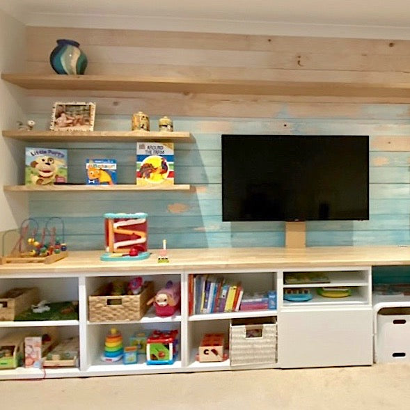 Floating shelves Glacial Oak Scandi style Australia