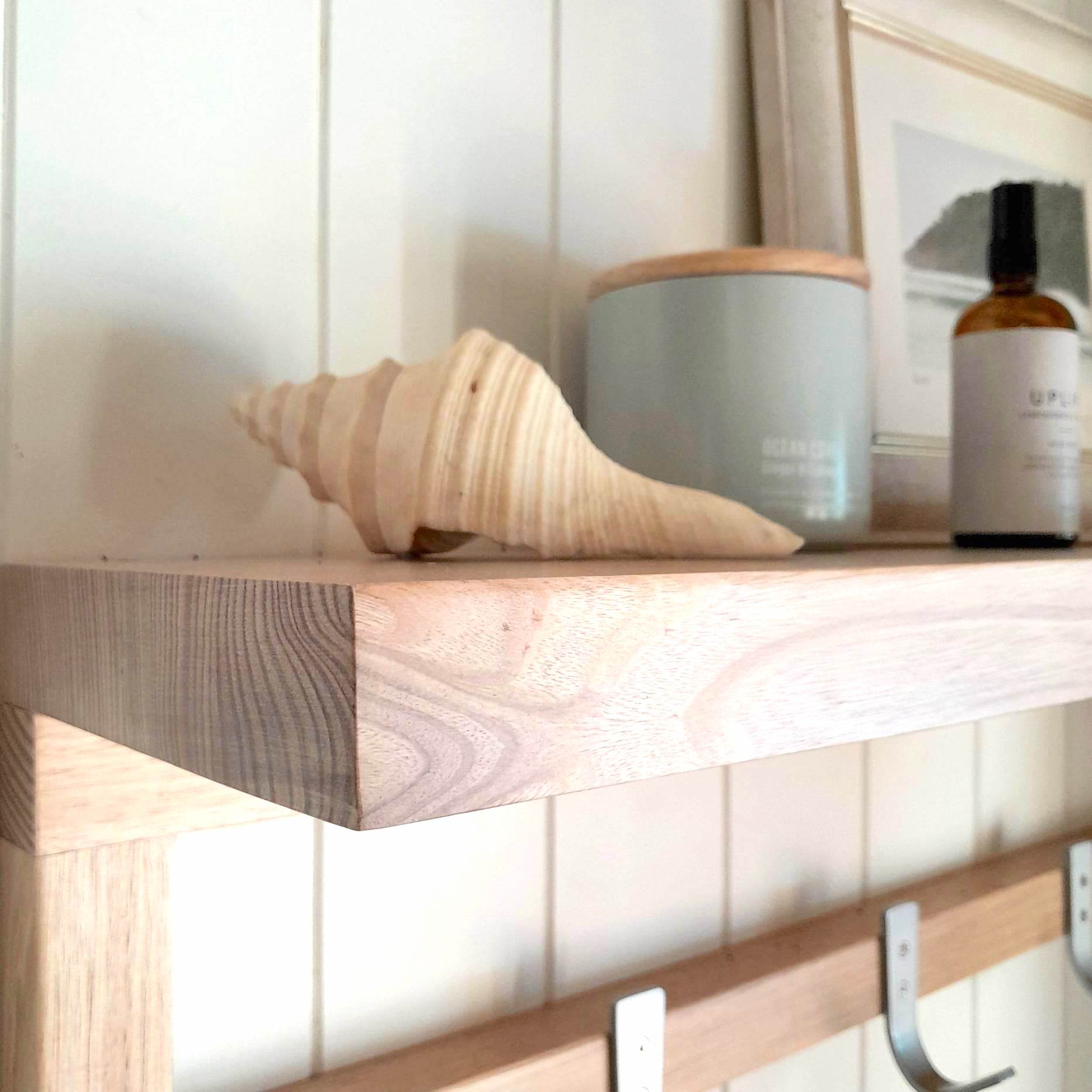 Wooden wall mounted Coat Rack Tassie Oak Entryway shelf Australia
