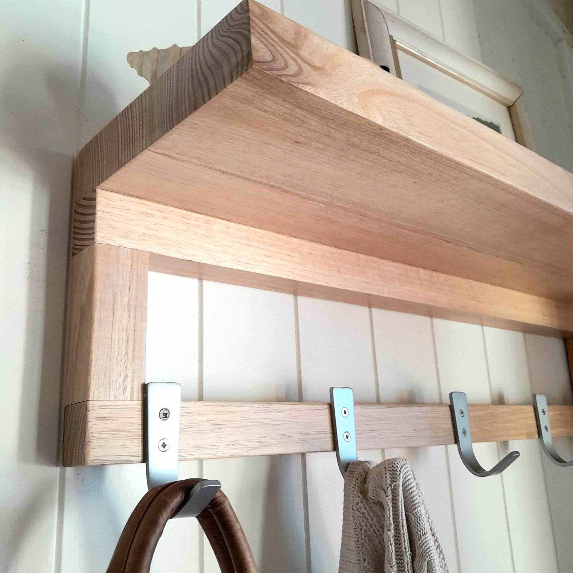 Wooden wall mounted Coat Rack Tassie Oak Entryway shelf Australia