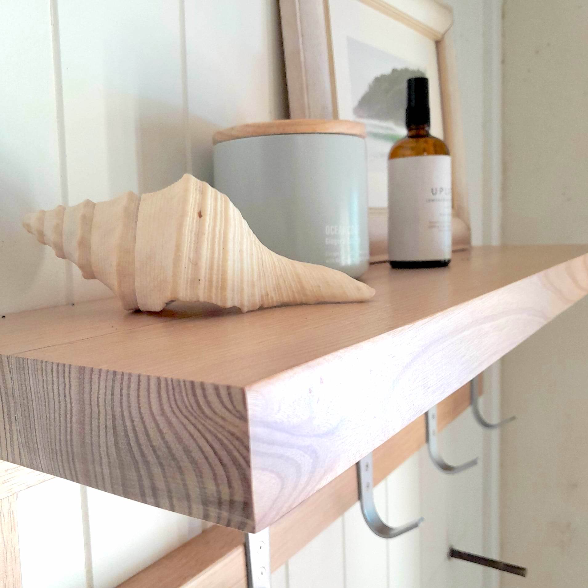 Wooden wall mounted Coat Rack Tassie Oak Entryway shelf Australia