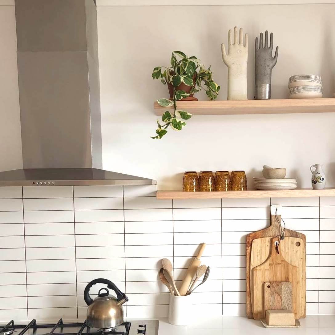 Floating shelves Glacial Oak Scandi style Australia
