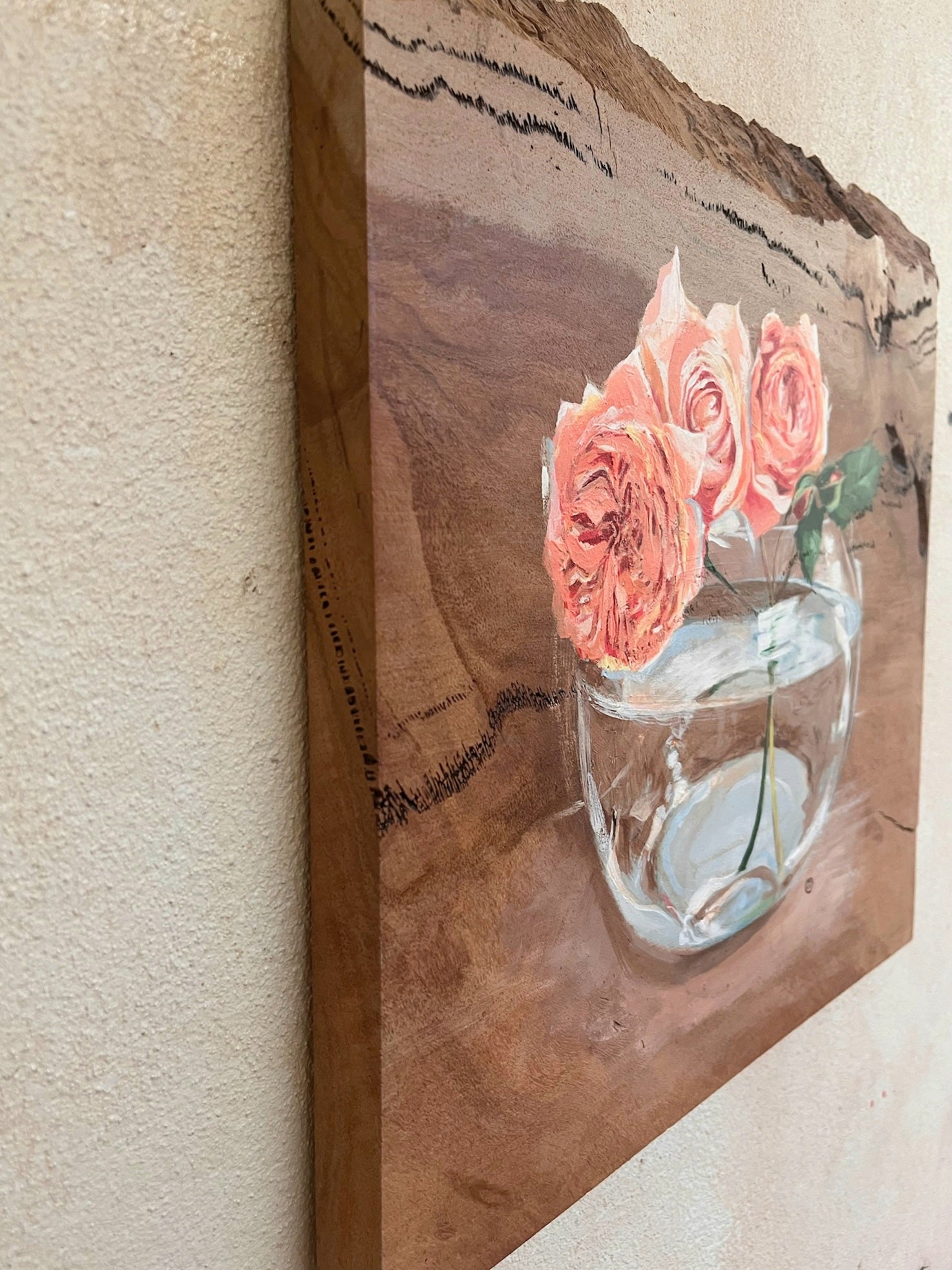 Original Art Painting on Wood rustic Roses Perth Australia