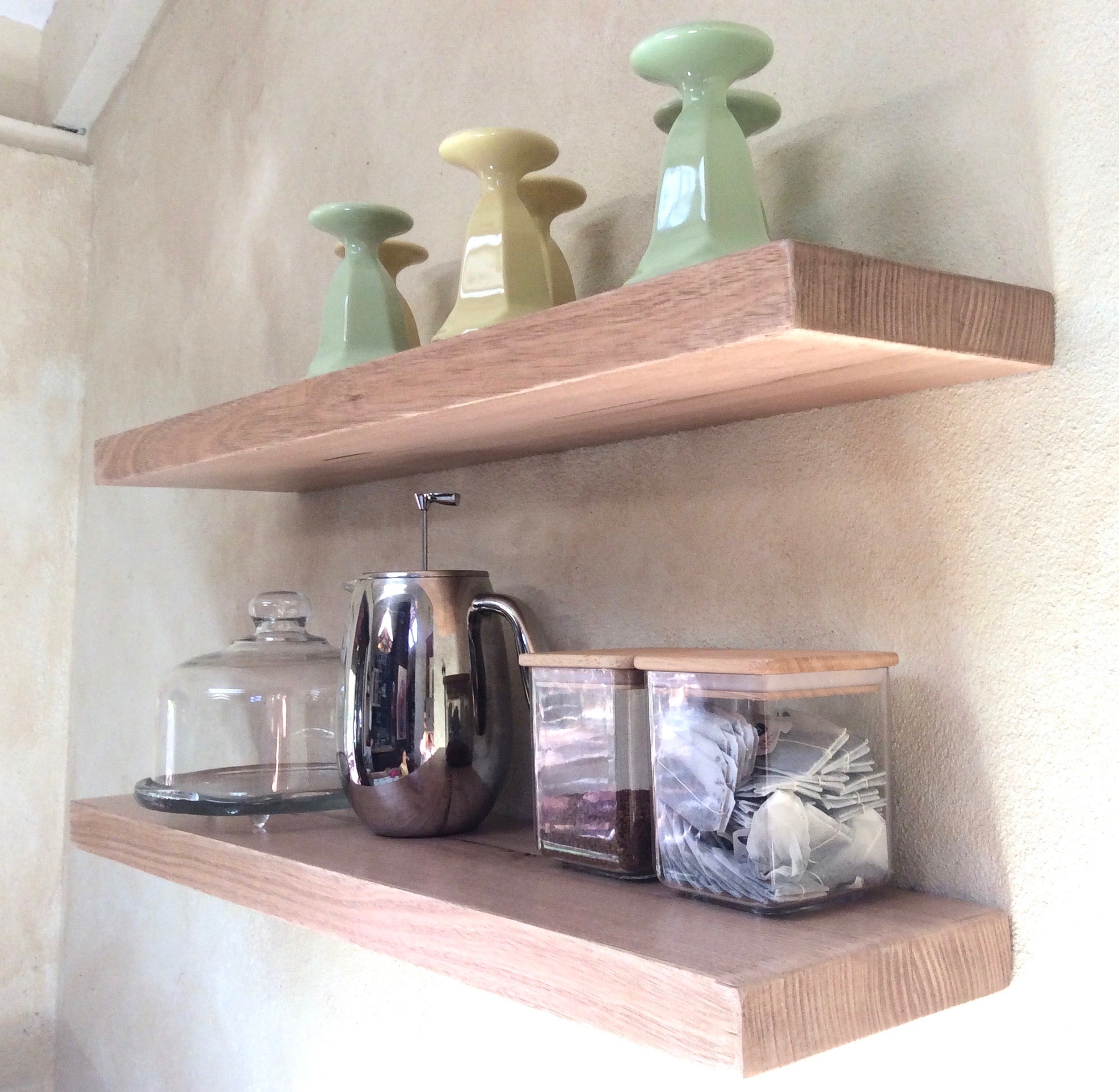 Glacial Oak Floating wood shelves Set of 2 Perth Australia