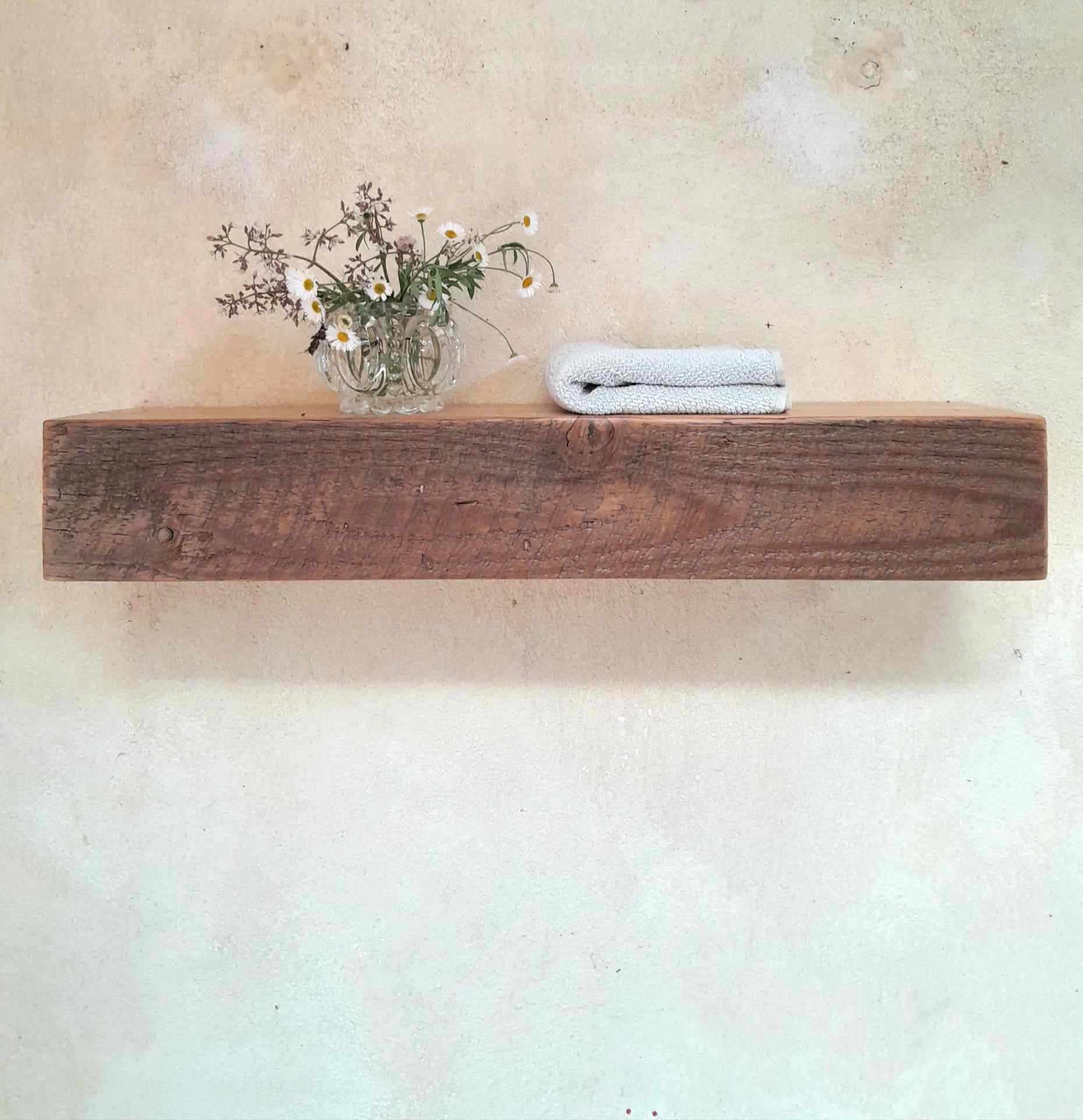 Floating Mantel rustic reclaimed Oregon Pine Fireplace Perth