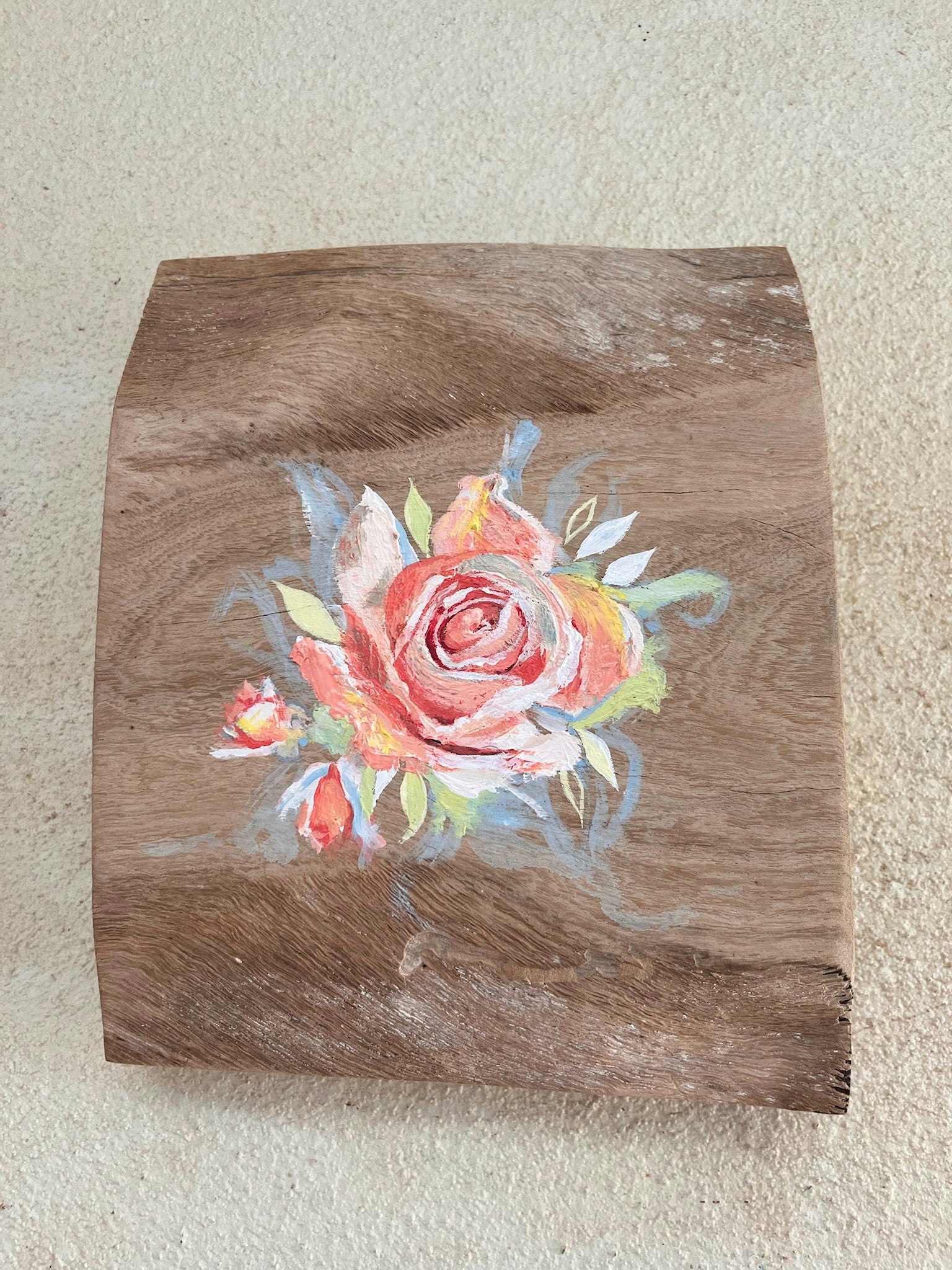 Original Art Painting on Wood small rose Perth Australia