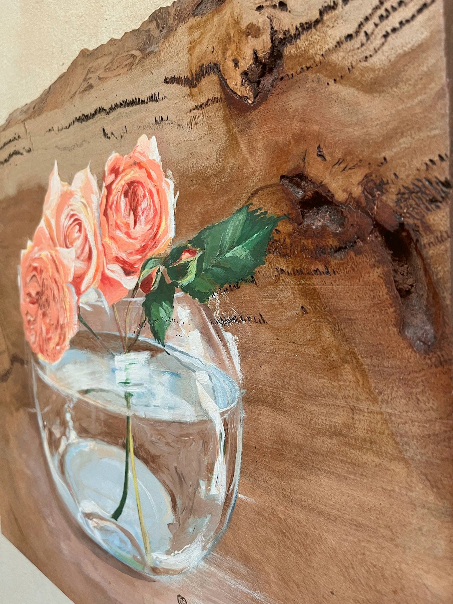 Original Art Painting on Wood rustic Roses Perth Australia