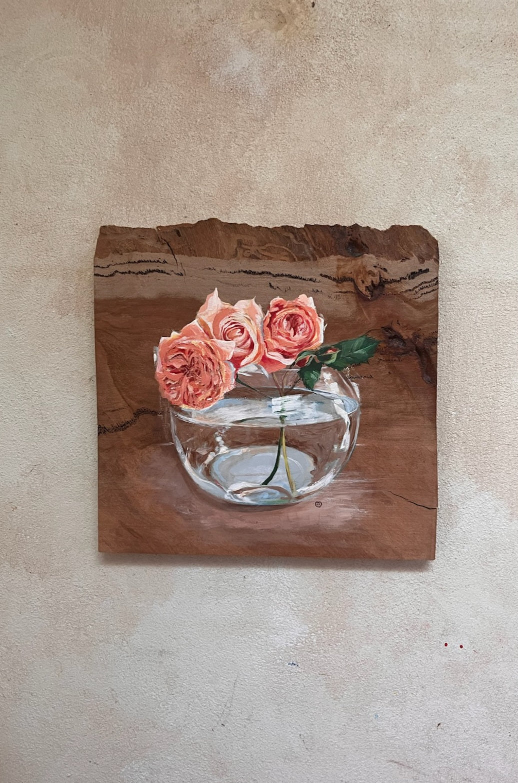 Original Art Painting on Wood rustic Roses Perth Australia